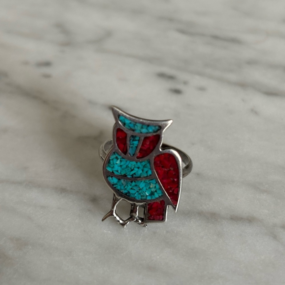 Sterling Silver Owl Ring - image 1